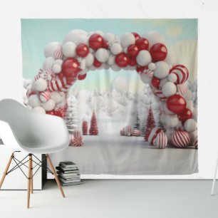 Tenture Arche de ballons en forme de cannes de Noël