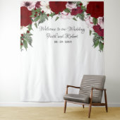 Tenture Arche de florale aquarelle burgundy blush verdure (En situation)