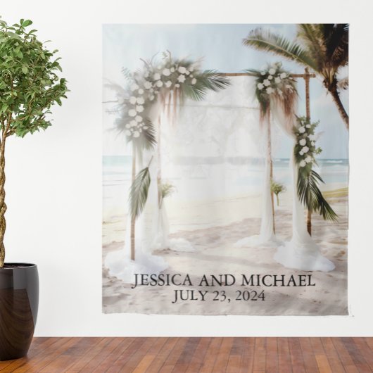 Tenture Arche florale de la plage de mariage