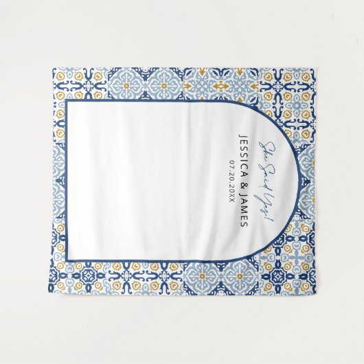 Tenture Arche Méditerranée Carrelage Fiançailles fond (Devant (Horizontal))