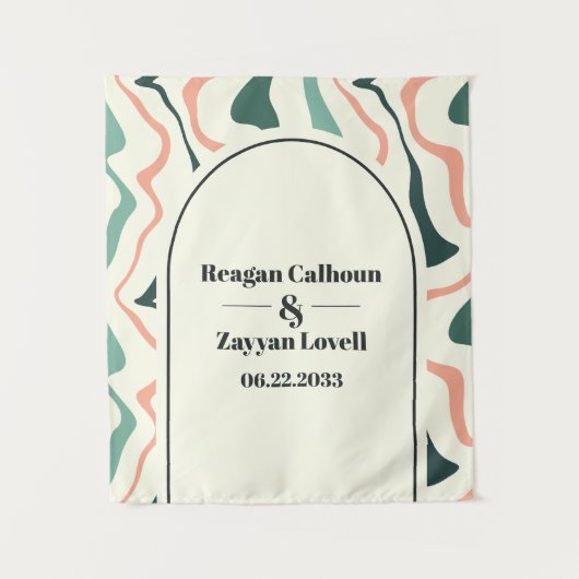 Tenture Arche Retro Arch Mint vert rose Mariage arrière (Devant)