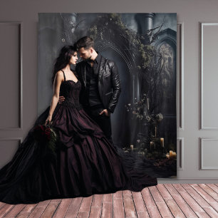 Tenture Arche sombre gothique Moody avec bougies XLarge