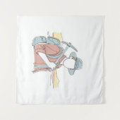 Tenture Archéologue simple une ligne art continu (Devant (Horizontal))