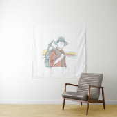 Tenture Archéologue simple une ligne art continu (En situation)