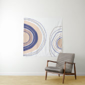 Tenture Arches Boho Abstraites - Bleu et Beige (En situation (horizontale))