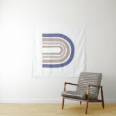 Tenture Arches du milieu du siècle - Bleu et Beige (En situation (horizontale))