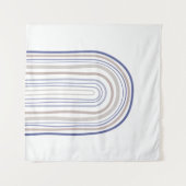 Tenture Arches du milieu du siècle - Bleu et Beige (Devant (Horizontal))