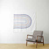 Tenture Arches du milieu du siècle - Bleu et Beige (En situation (horizontale))