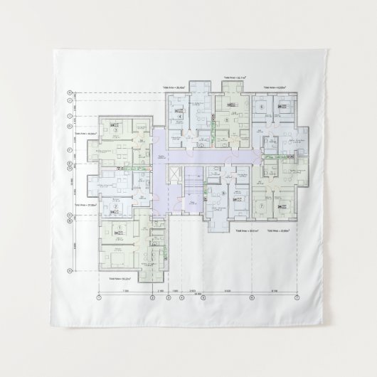 Tenture Architectural Blueprint  (Devant)