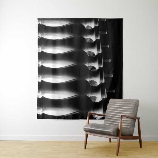 Tenture Architecture Abstraite en noir et blanc (En situation)