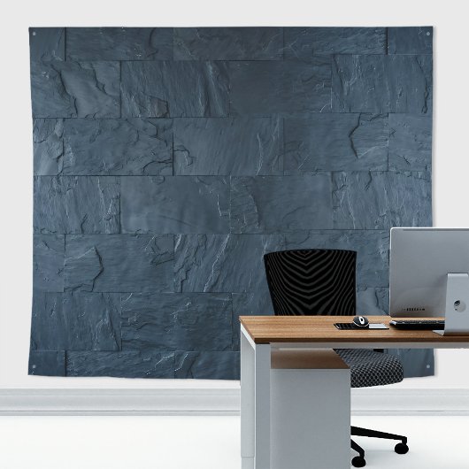 Tenture Ardoises de pierre rustique mur motif bleu de minu
