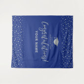 Tenture Argent & Bleu Royal | Félicitations Diplômé (Devant (Horizontal))