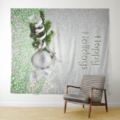 Tenture Argent Ornement Blanc Ruban fond de Noël (En situation (horizontale))