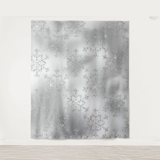 Tenture Argent Parties scintillant Snowflake Retour en arr (Devant)