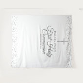 Tenture Argent Première Sainte Communion Fond photo (Devant (Horizontal))