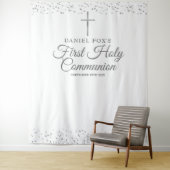 Tenture Argent Première Sainte Communion Fond photo (En situation)
