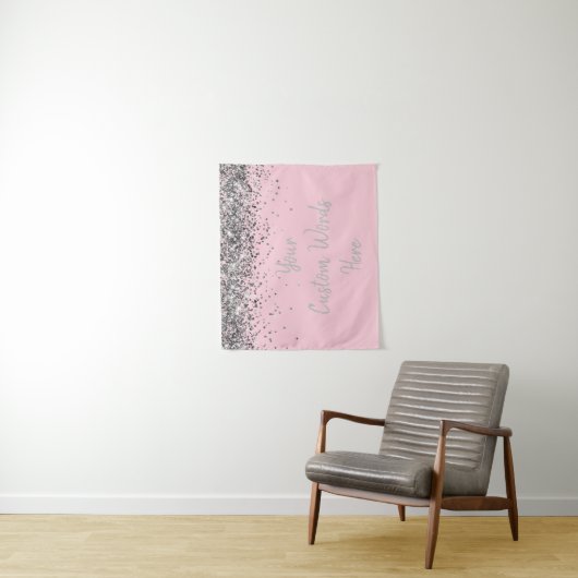 Tenture Argent rose clair fête d'anniversaire Photo Booth  (En situation)