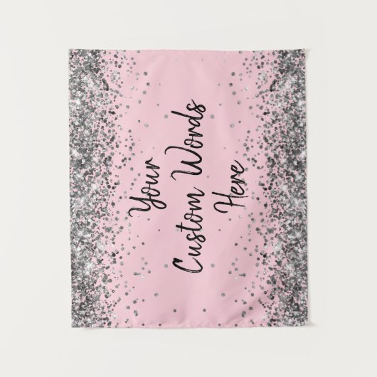 Tenture Argent rose noir fête d'anniversaire Photo Booth P (Devant)