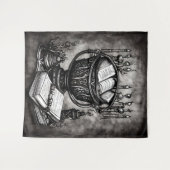 Tenture Argent Steampunk Cauldron Spellbooks et Potions (Devant (Horizontal))