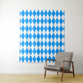 Tenture Arlequin bleu blanc Diamants Checkers Design (En situation)