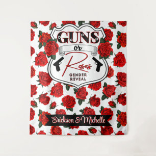 Tenture Armes à feu ou Roses Badge Blanc Bébé Révélation d
