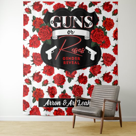 Tenture Armes à feu ou Roses Genre Révéler Rouge|Baby show (En situation)
