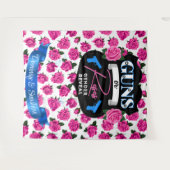 Tenture Armes ou Roses rose/bleu Baby shower de révélation (Devant (Horizontal))