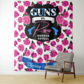 Tenture Armes ou Roses rose/bleu Baby shower de révélation (En situation)