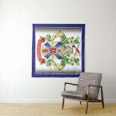 Tenture Armoiries Chevalier Bouclier Dragon Monogramme Ble (En situation (horizontale))