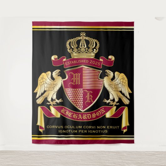 Tenture Armoiries de Monogramme Emblème de couronne d'aigl (Devant)