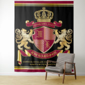 Tenture Armoiries de Monogramme Emblème de couronne de lio (En situation)