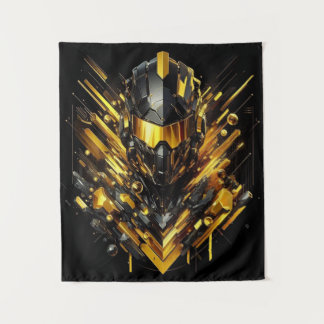 Tenture Armure d'or futuriste - Art numérique Abstrait