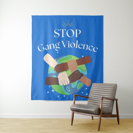 Tenture Arrêter la violence des gangs mains liées (En situation)