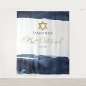 Tenture Arrière-plan bat mitzvah | Aquarelle bleue Abstrai (Devant)