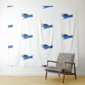 Tenture Arrière - plan blanc Chat bleu (En situation (horizontale))