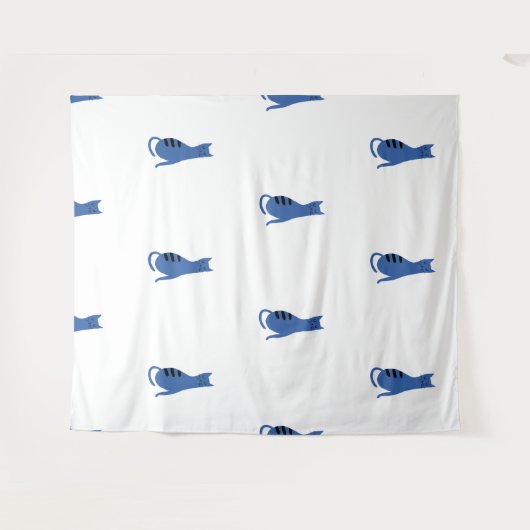 Tenture Arrière - plan blanc Chat bleu (Devant (Horizontal))