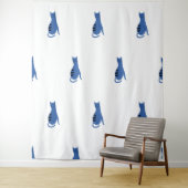 Tenture Arrière - plan blanc Chat bleu (En situation)