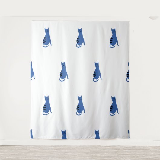 Tenture Arrière - plan blanc Chat bleu (Devant)