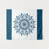 Tenture Arrière - plan blanc Mandala géométrique bleu (Devant (Horizontal))