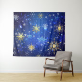 Tenture Arrière - plan Bleu XMAS avec des flocons de neige (En situation (horizontale))