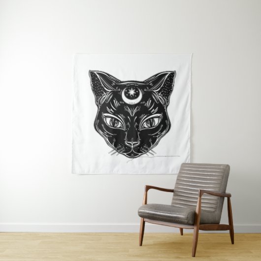 Tenture Arrière-plan de conception de chat noir corbeau (En situation)