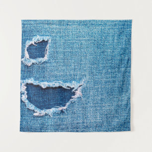 Tenture Arrière - plan de denim texturé. Trou déchiré dans