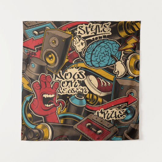 Tenture Arrière - plan de graffiti sans couture. Ppa trans (Devant)