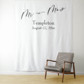 Tenture Arrière-plan de photo simple Mr & Mrs écriture élé (En situation)