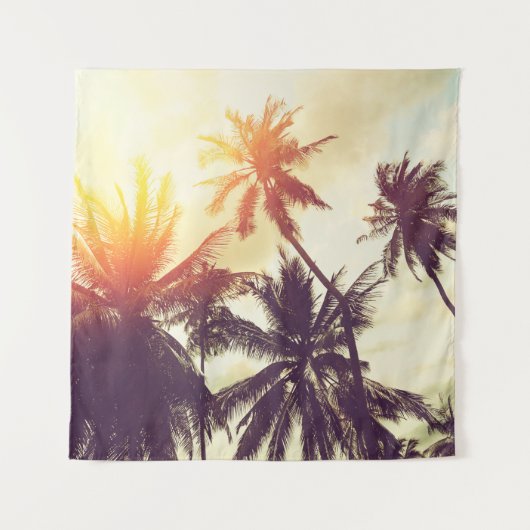 Tenture Arrière - plan de plage tropical avec silhouette d (Devant)