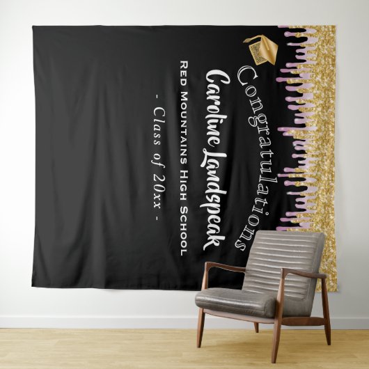 Tenture Arrière-plan des diplômés Parties scintillant d'or (En situation (horizontale))