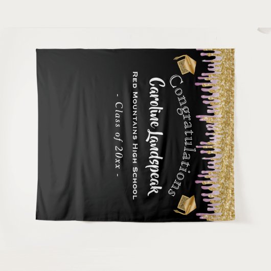 Tenture Arrière-plan des diplômés Parties scintillant d'or (Devant (Horizontal))