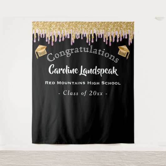 Tenture Arrière-plan des diplômés Parties scintillant d'or (Devant)