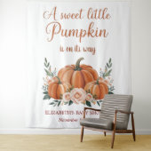 Tenture Arrière-plan du Baby shower Citrouille personnalis (En situation)