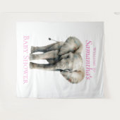 Tenture Arrière-plan du Baby shower d'aquarelle éléphant (Devant (Horizontal))